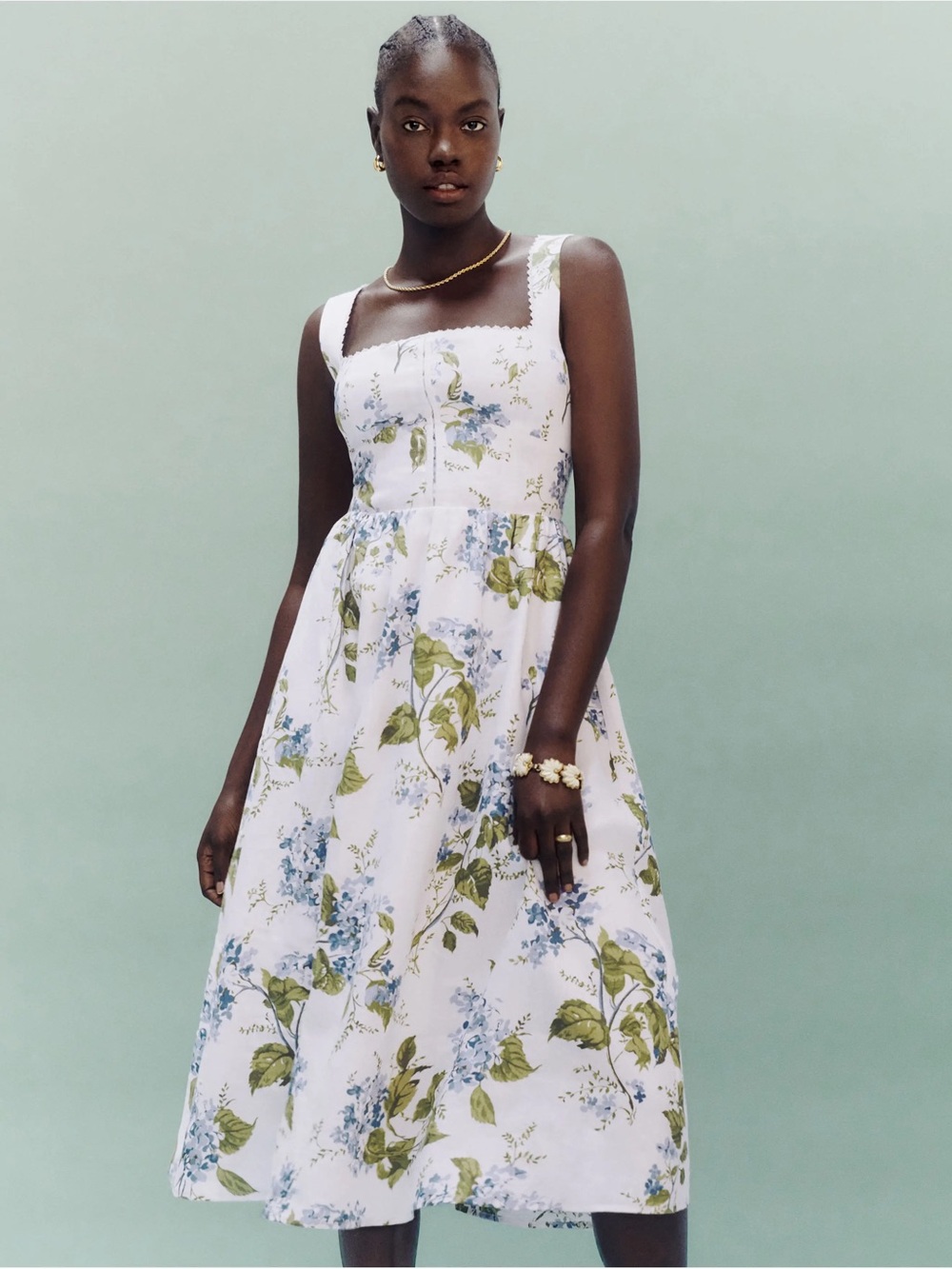 Reformation 12 Tagliatelle Linen Midi Dress in Riviera Floral